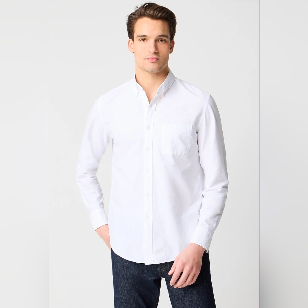J. Crew Factory Untucked Fit Slim Flex Oxford Shirt White XXL